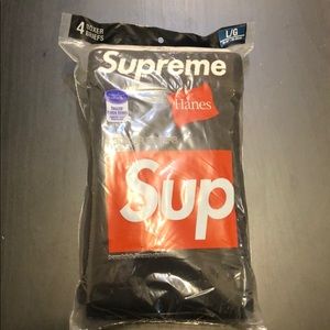 Supreme Hanes Boxer Briefs Black Size L 4 pack